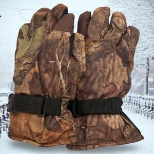 Youngtec Breathable Mens XL Gloves Camo Brown Lined Insulated Winter Hiking Gear